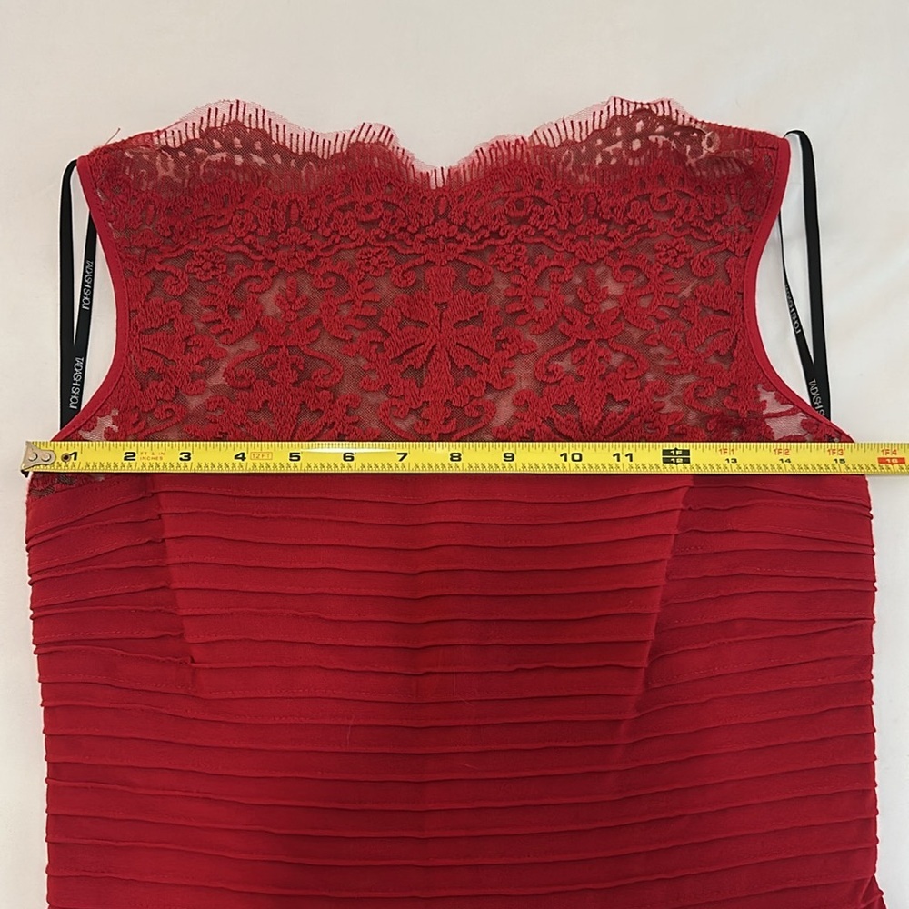 NWOT RARE Tadashi Shoji Red Ribbed Pintuck Jersey Boatneck Gown Size XS - Picture 12 of 14